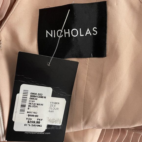 nicholas the label accordion pleated maxi dress gown US Size 8 - Picture 12 of 13